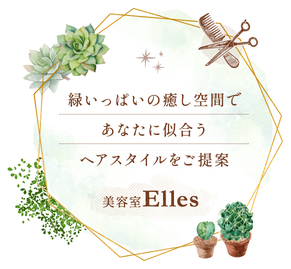 緑いっぱいの癒し空間であなたに似合うヘアスタイルをご提案美容室 Elles